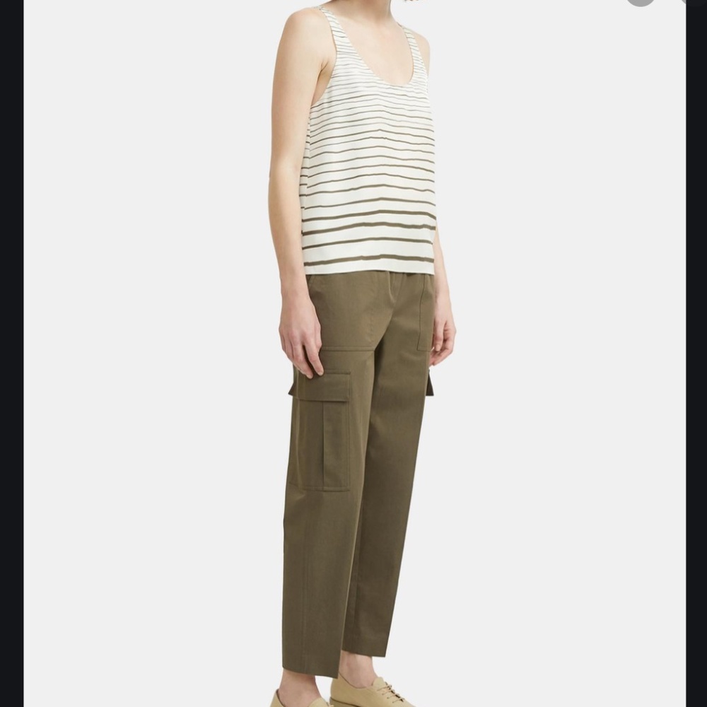 Theory Scoop Neck Tank Top In Striped Silk